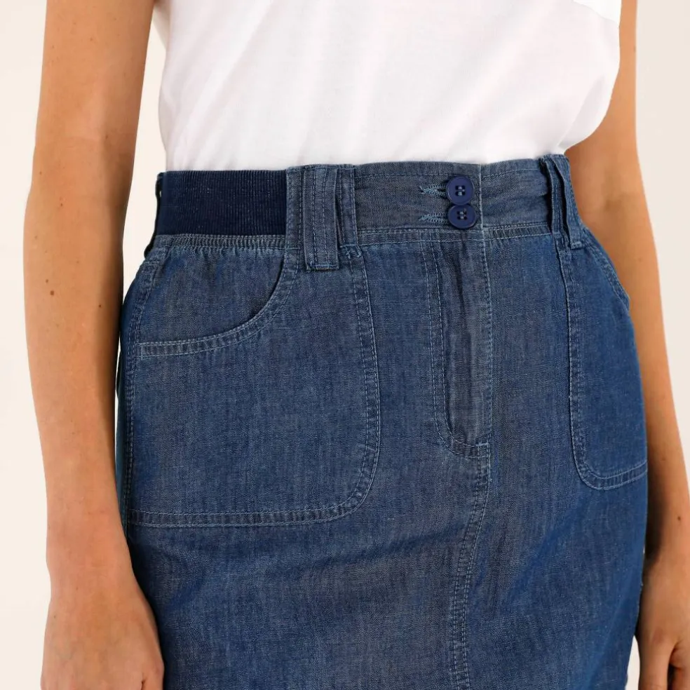 Jupe battle multi-poches, denim léger