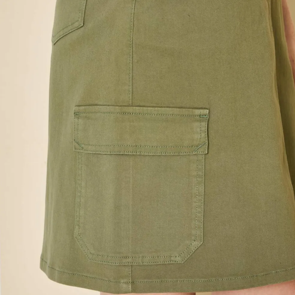 Jupe cargo, twill stretch