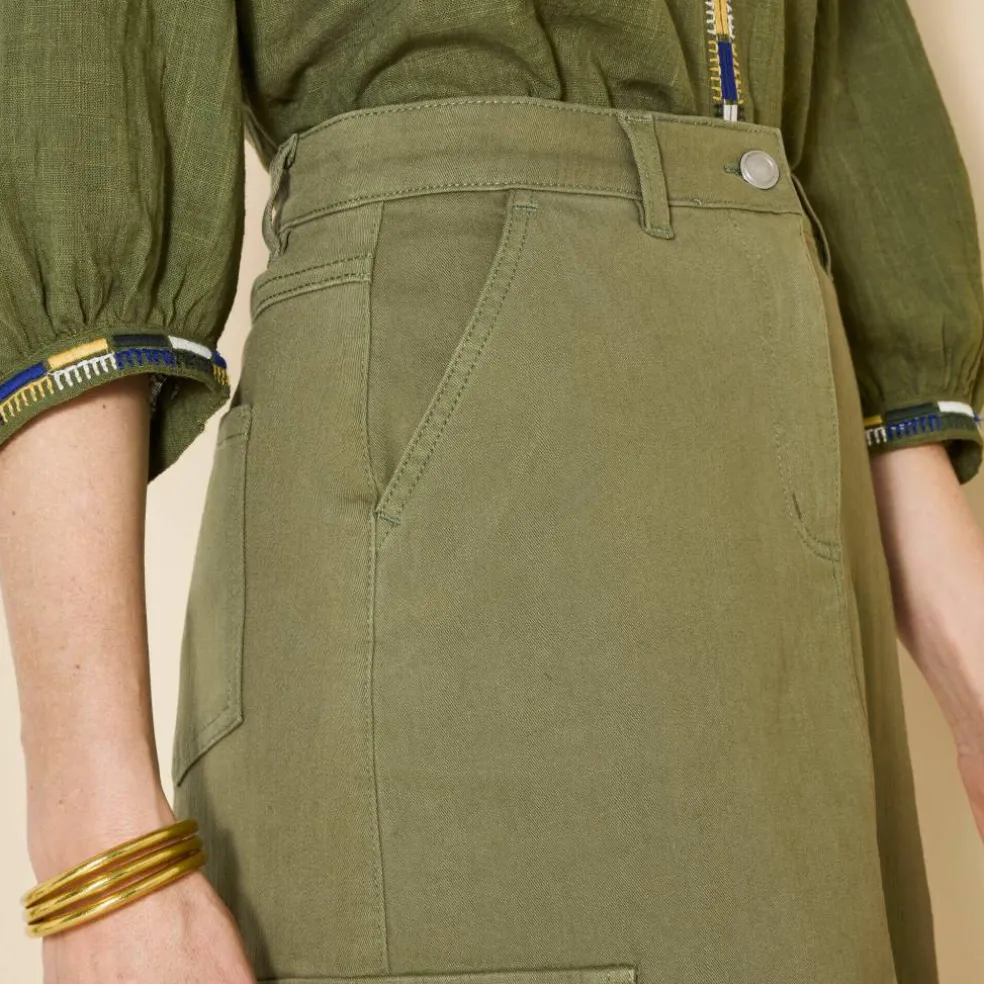 Jupe cargo, twill stretch