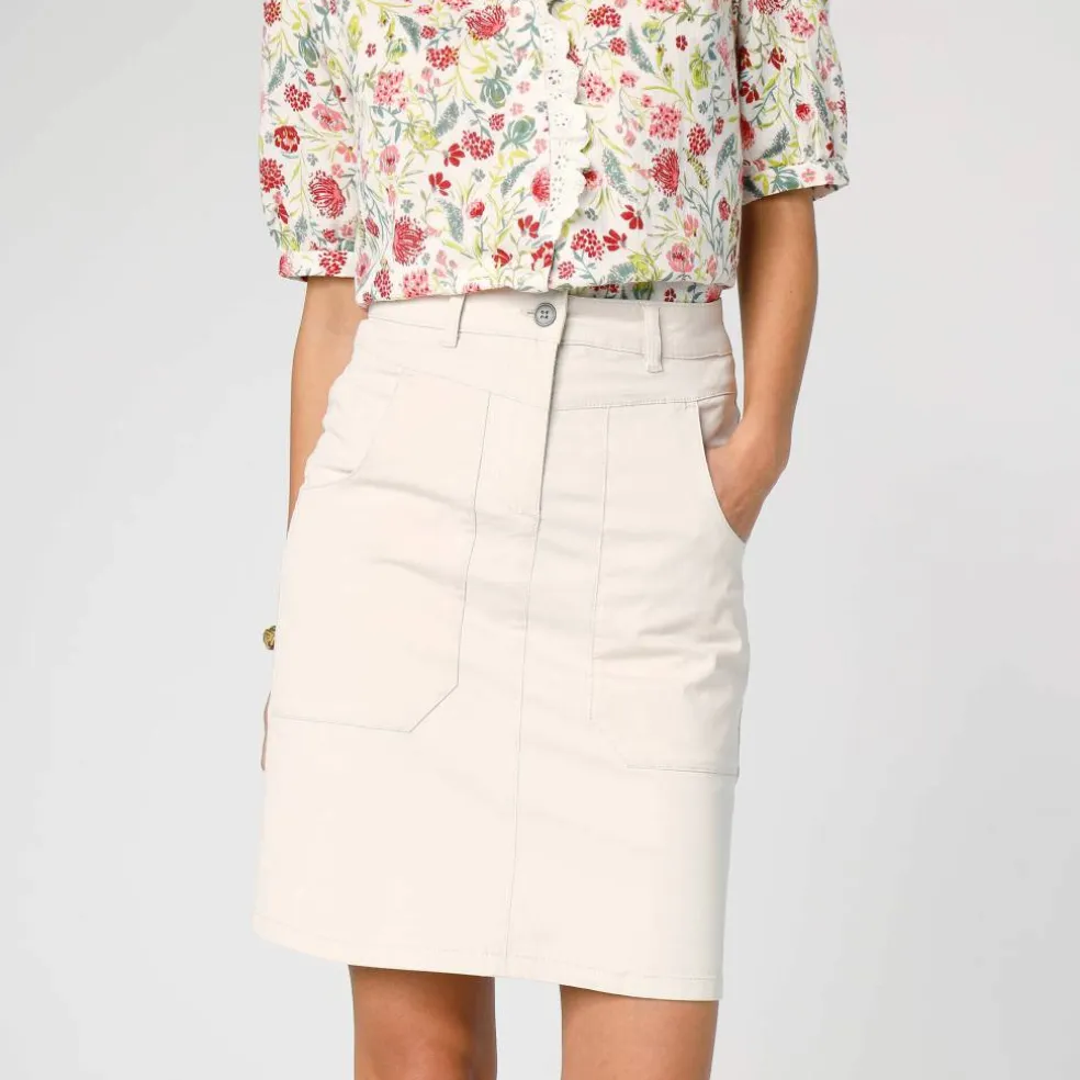 Jupe droite unie, twill