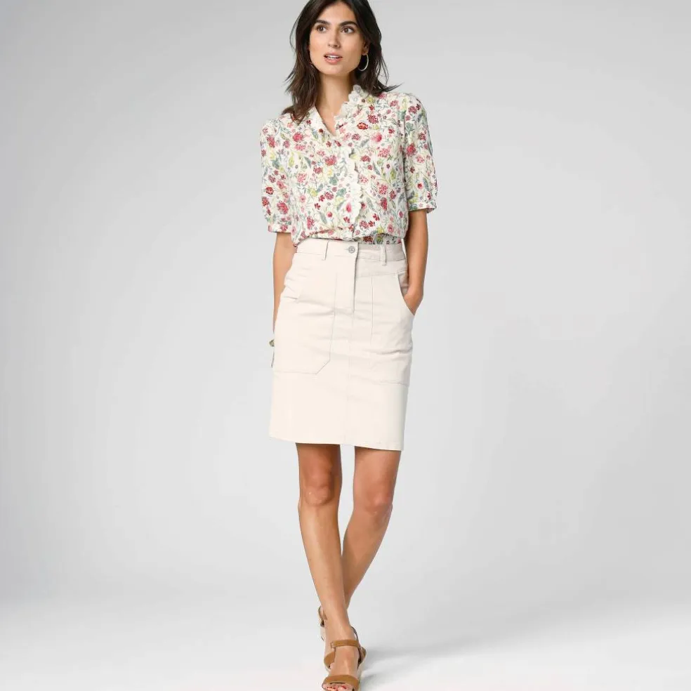 Jupe droite unie, twill