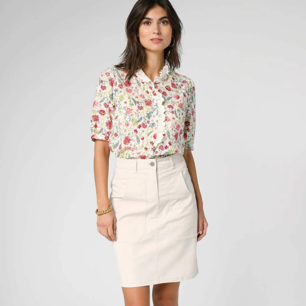 Jupe droite unie, twill