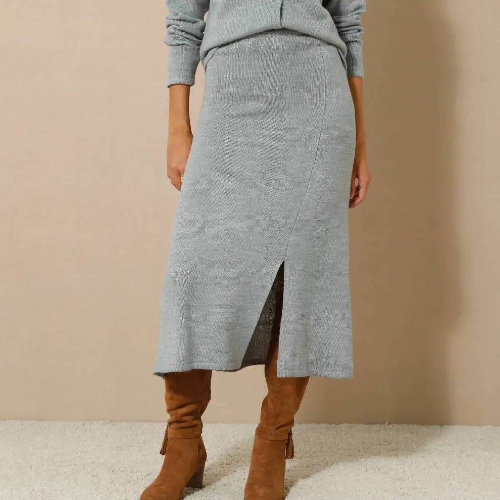 Jupe midi évasée en tricot