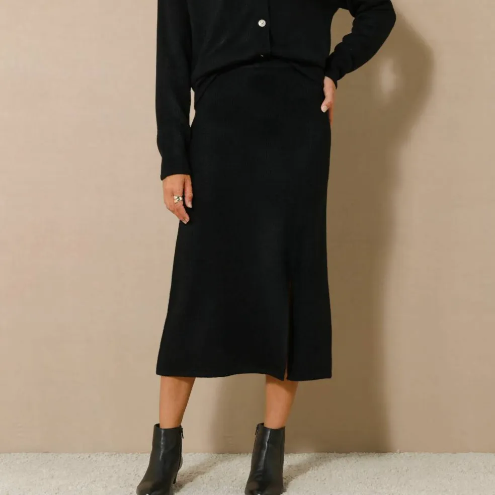 Jupe midi évasée en tricot