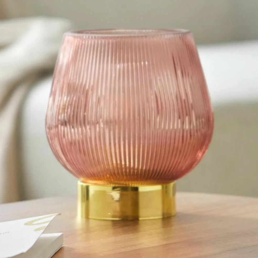 Lampe LED à poser en verre teinté
