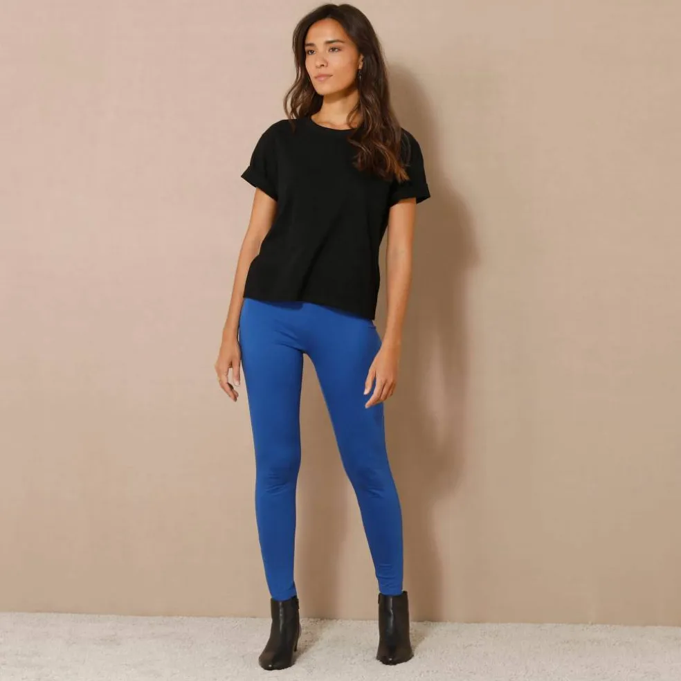 Legging bas de jambe zippé, taille élastiquée