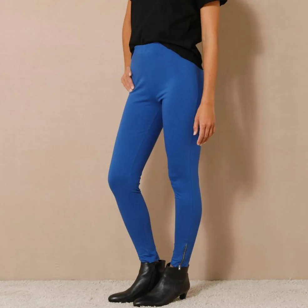 Legging bas de jambe zippé, taille élastiquée