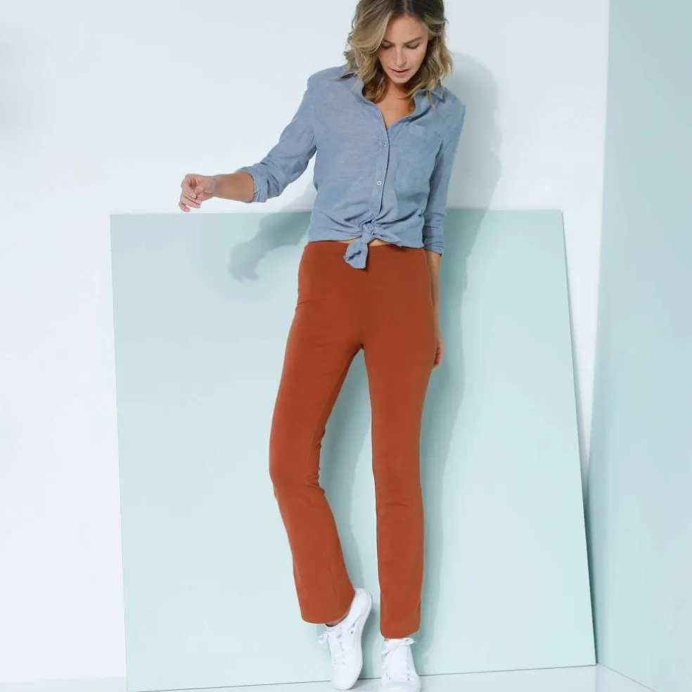 Legging bootcut uni, taille élastiquée