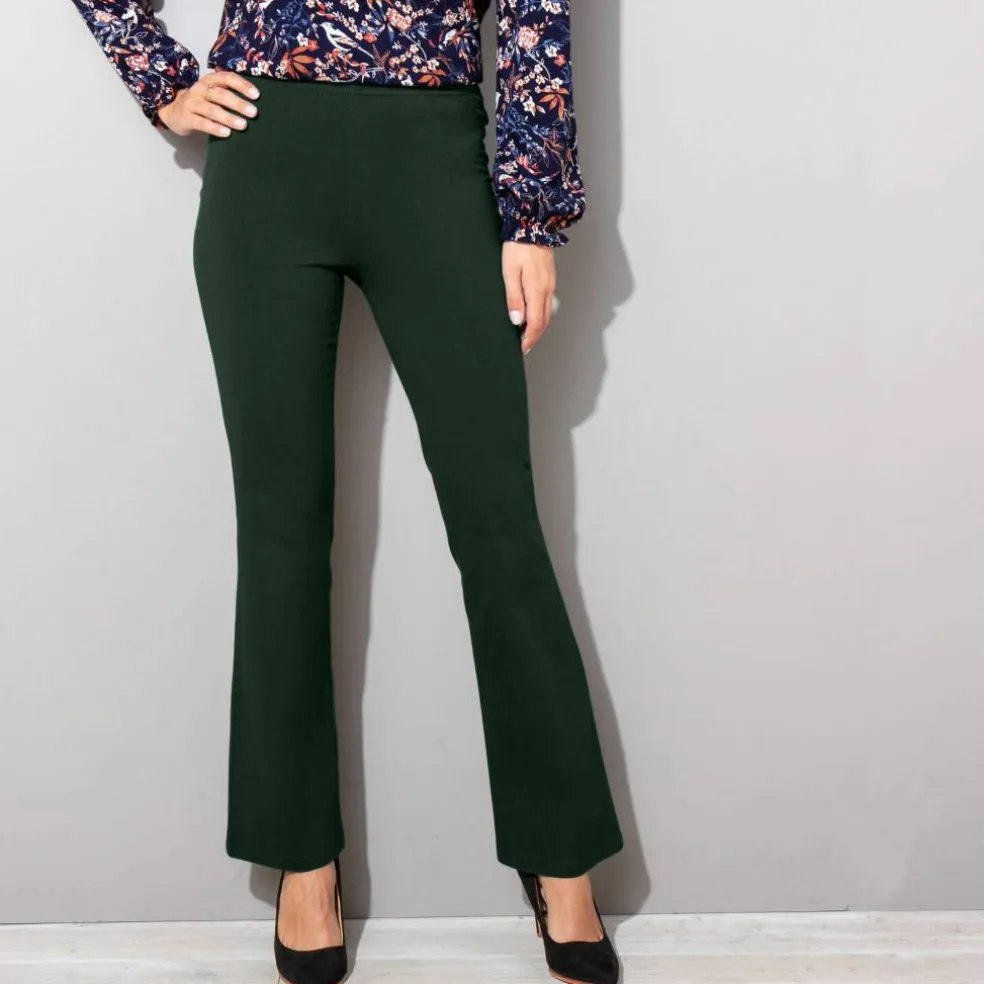 Legging bootcut uni, taille élastiquée