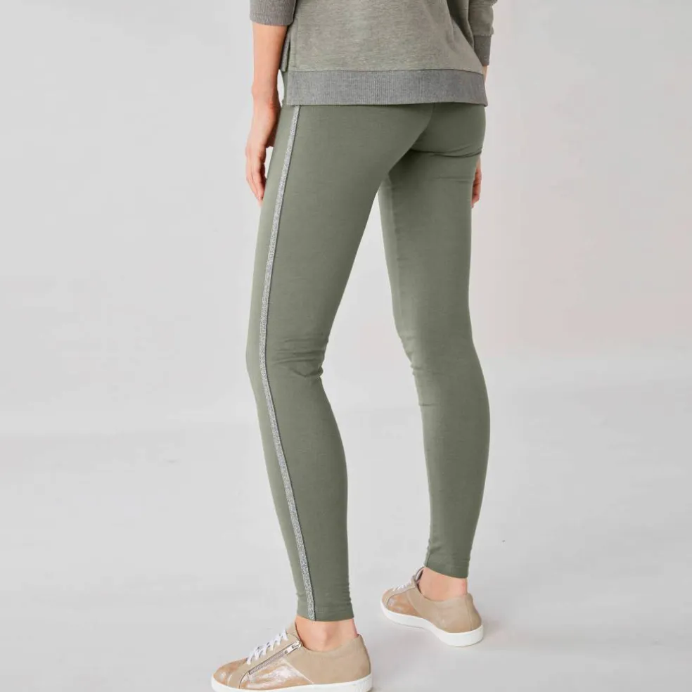 Legging uni bande côté brillante, maille