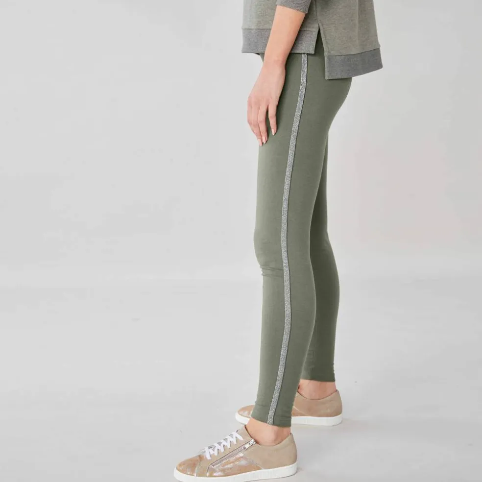 Legging uni bande côté brillante, maille