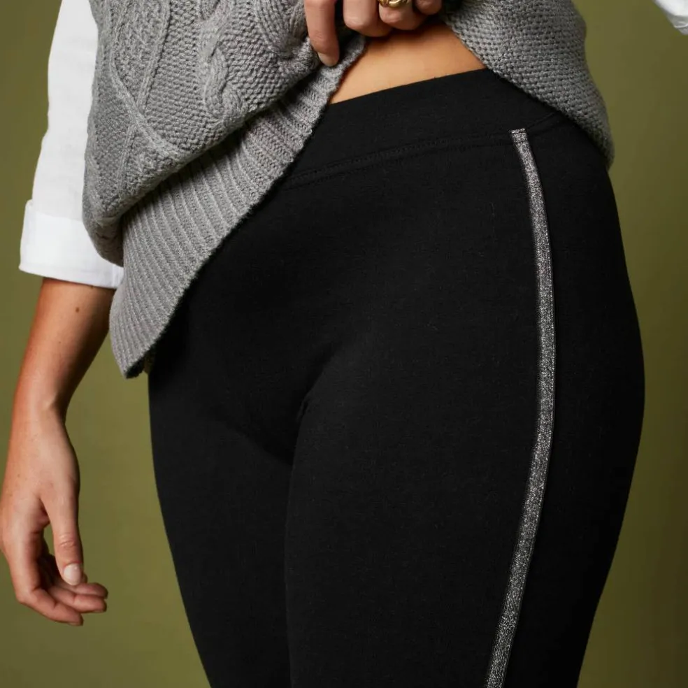 Legging uni bande côté brillante, maille