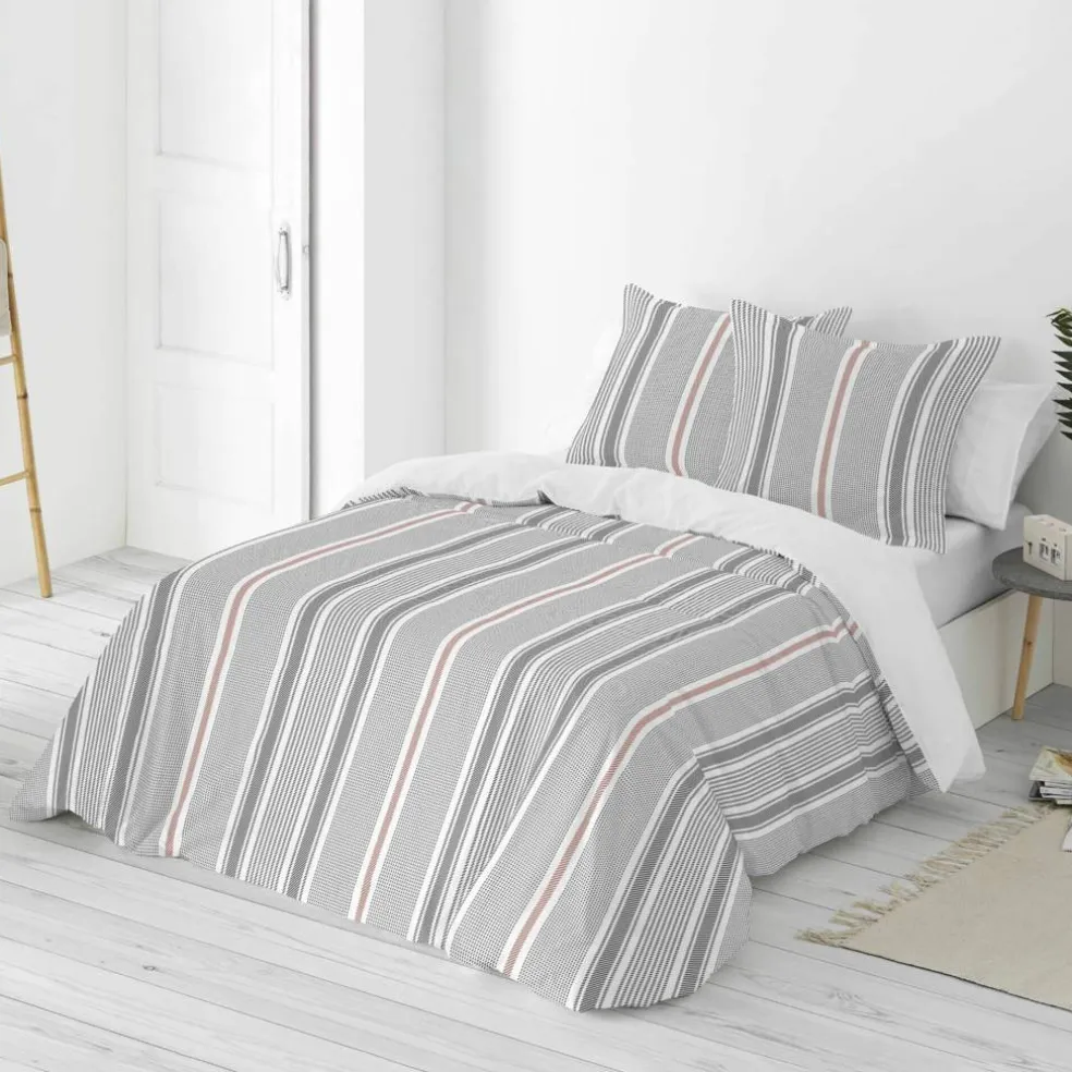 Linge de lit Alfred en coton imprimé rayures