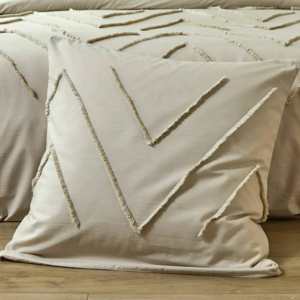 Linge de lit Amezia finition tufté en relief - coton lavé 57 fils/cm²