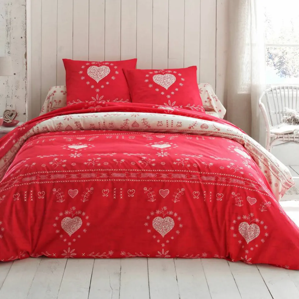 Linge de lit Anceny imprimé coeur - coton
