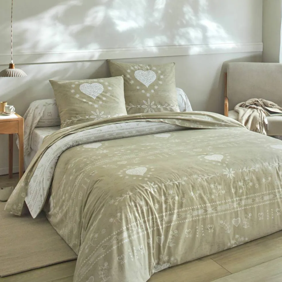 Linge de lit Anceny imprimé coeur - coton