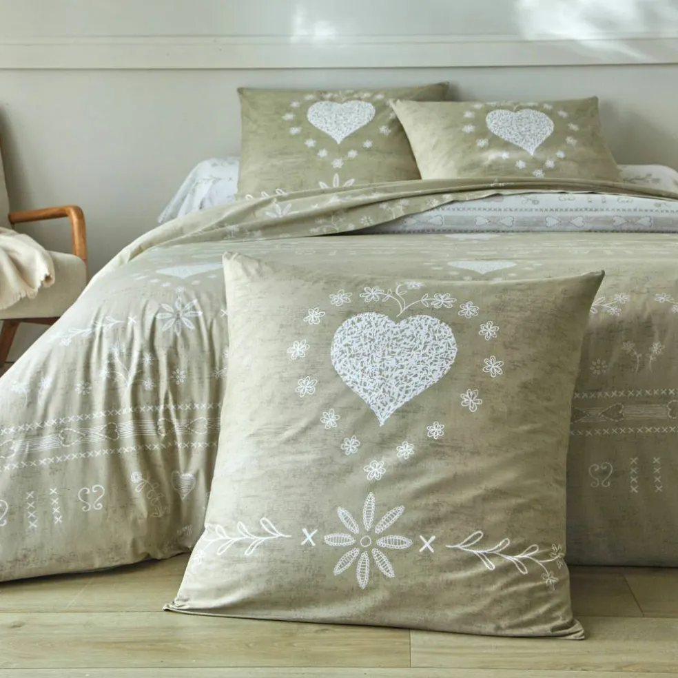 Linge de lit Anceny imprimé coeur - coton