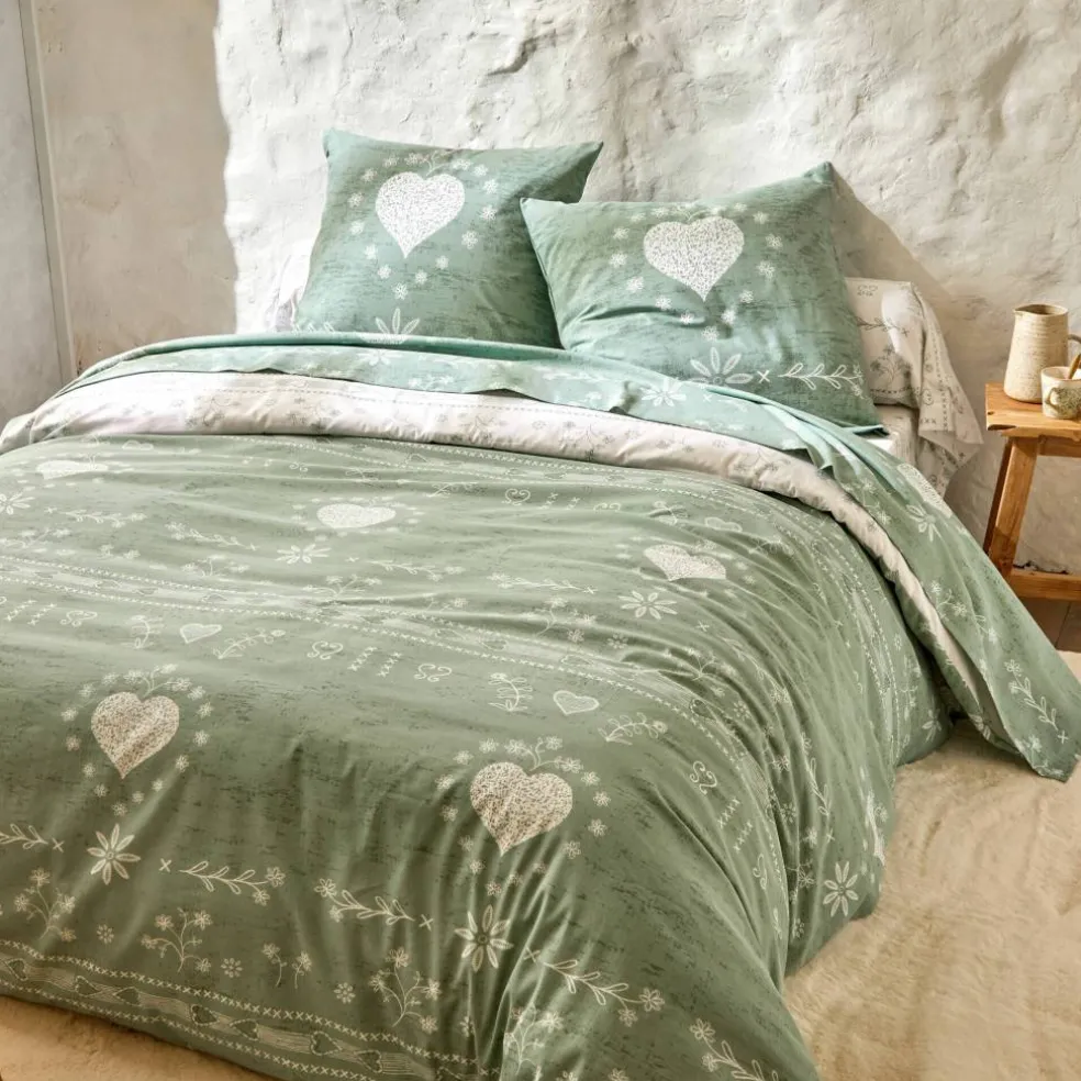 Linge de lit Anceny imprimé coeur - coton