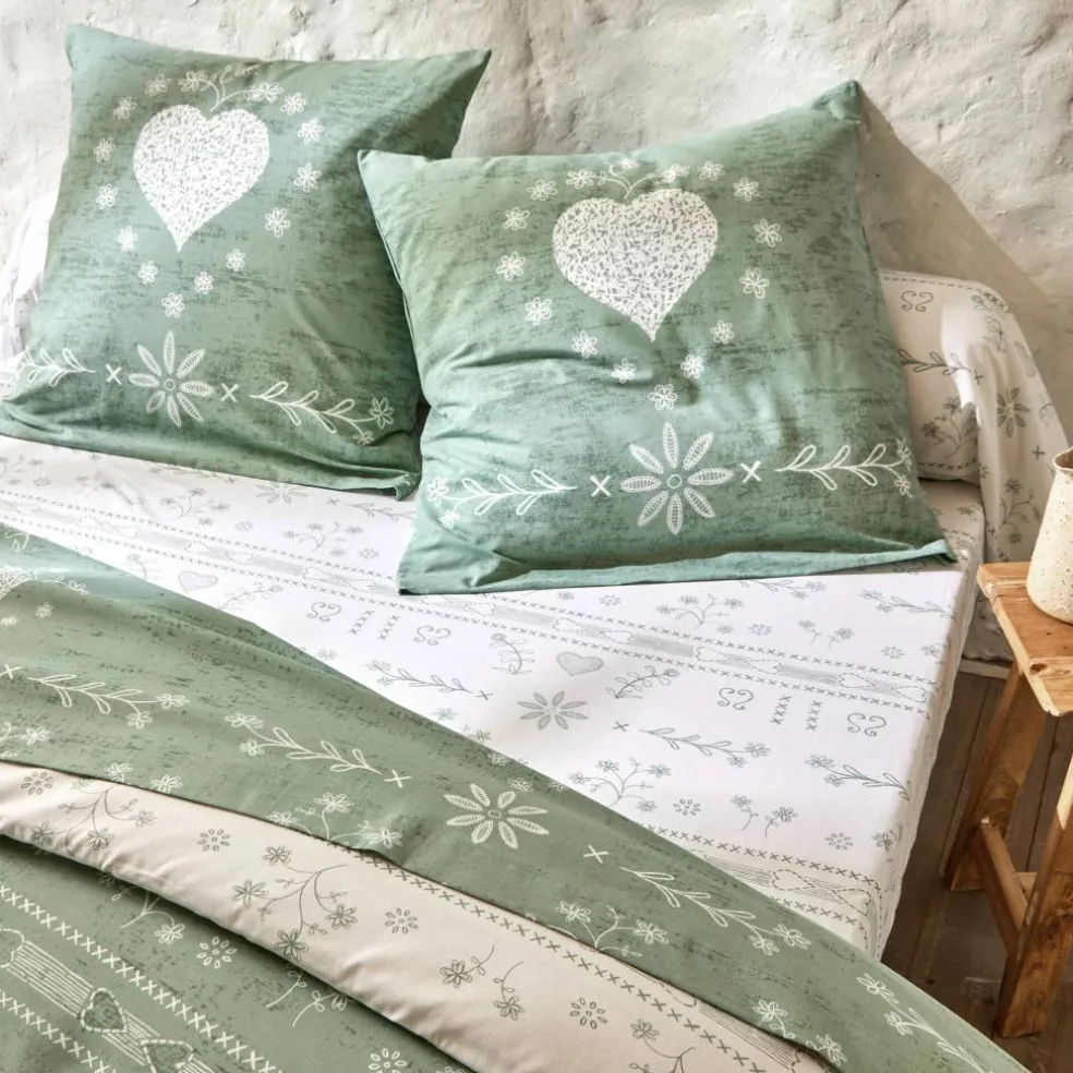 Linge de lit Anceny imprimé coeur - coton