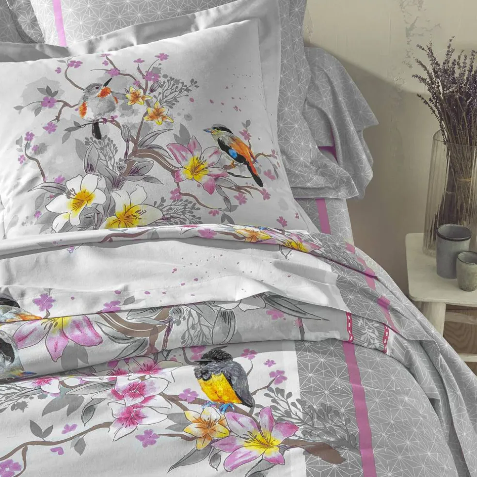 Linge de lit Birdy en coton imprimé oiseaux