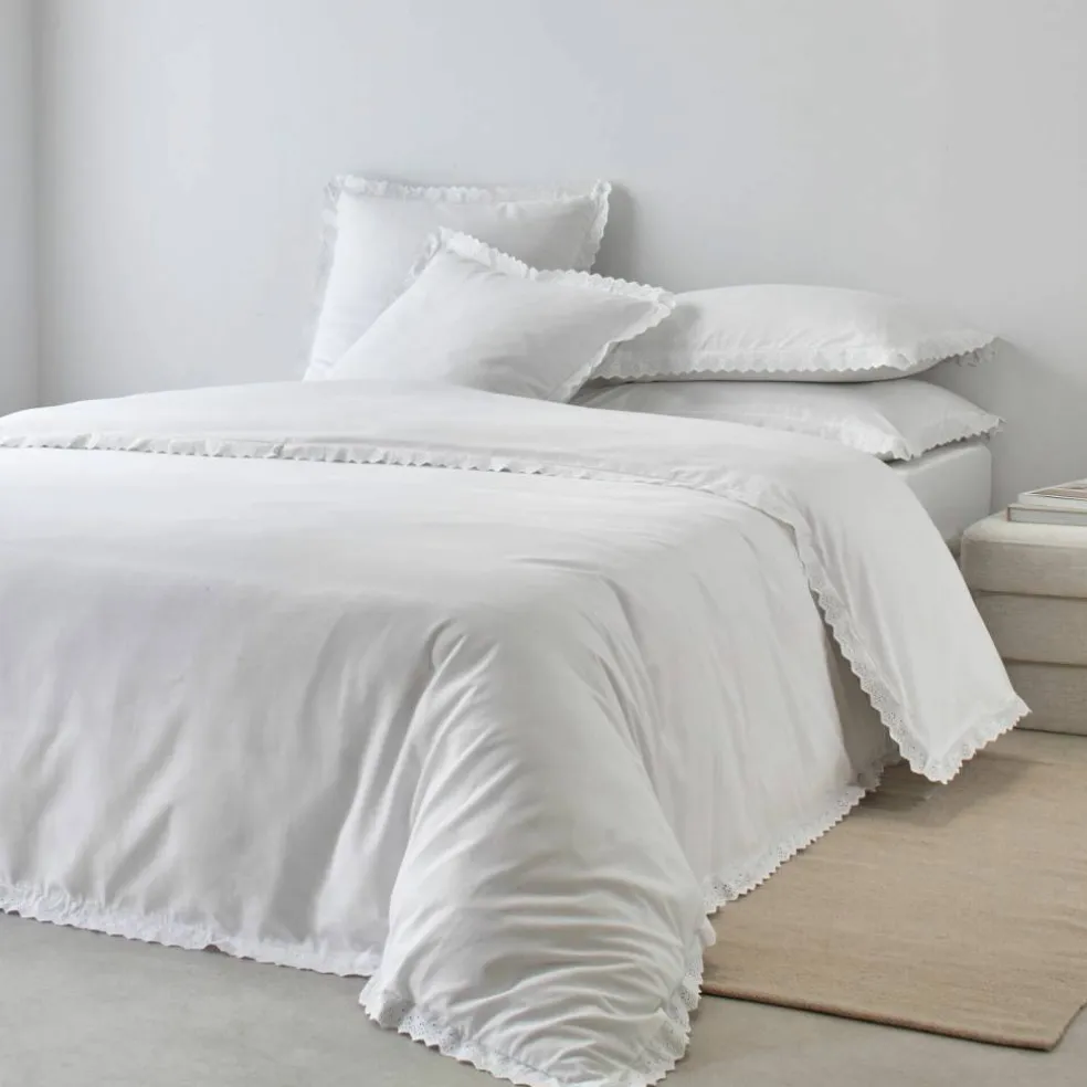 Linge de lit blanc brodé Colombine®