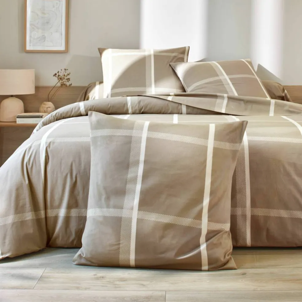 Linge de lit César en coton imprimé carreaux