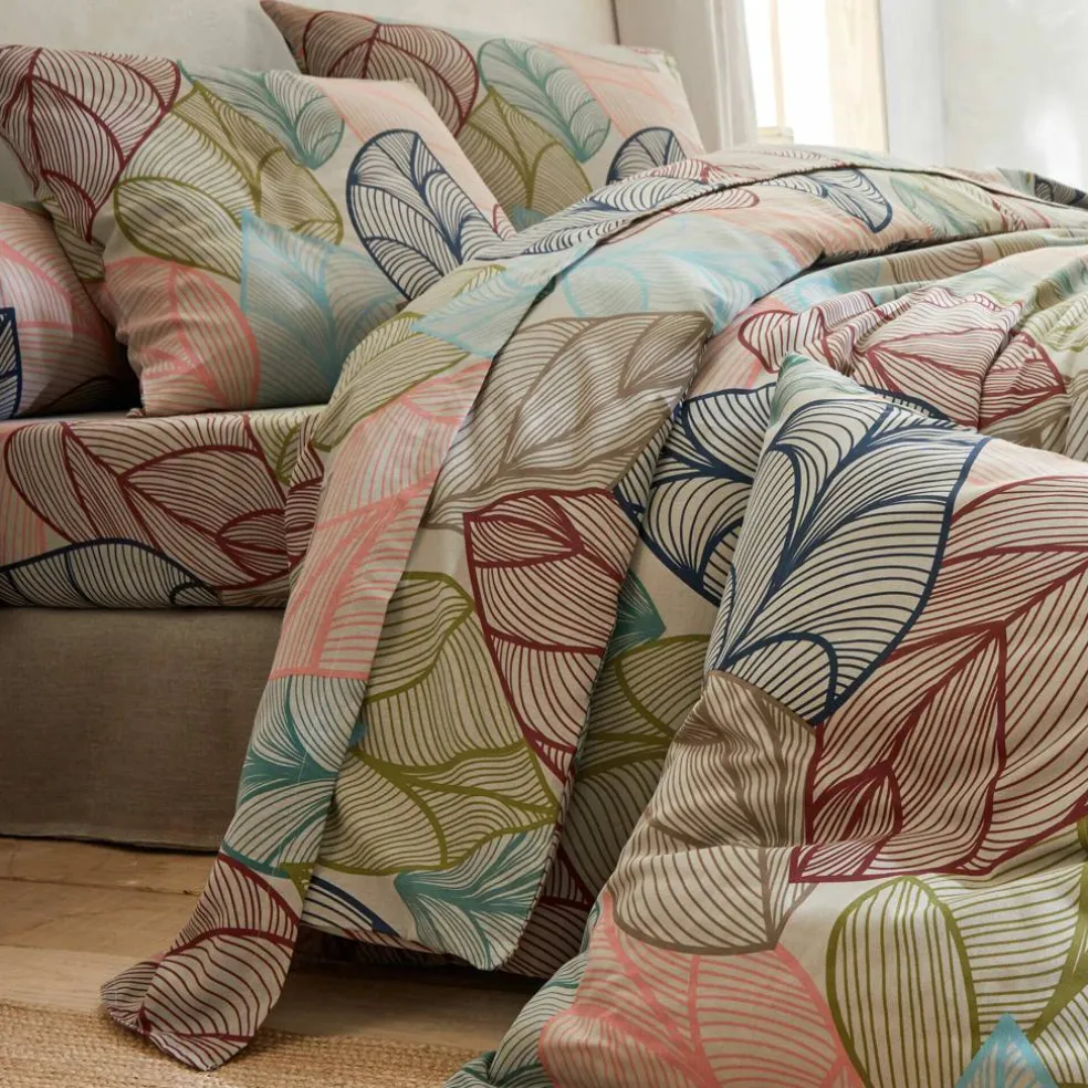 Linge de lit Elsa en polycoton à motifs feuilles