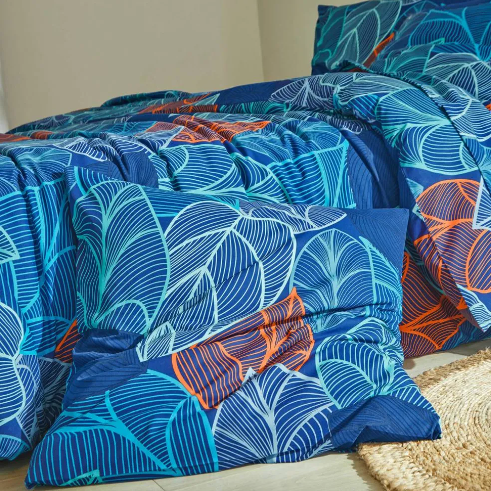 Linge de lit Elsa en polycoton à motifs feuilles