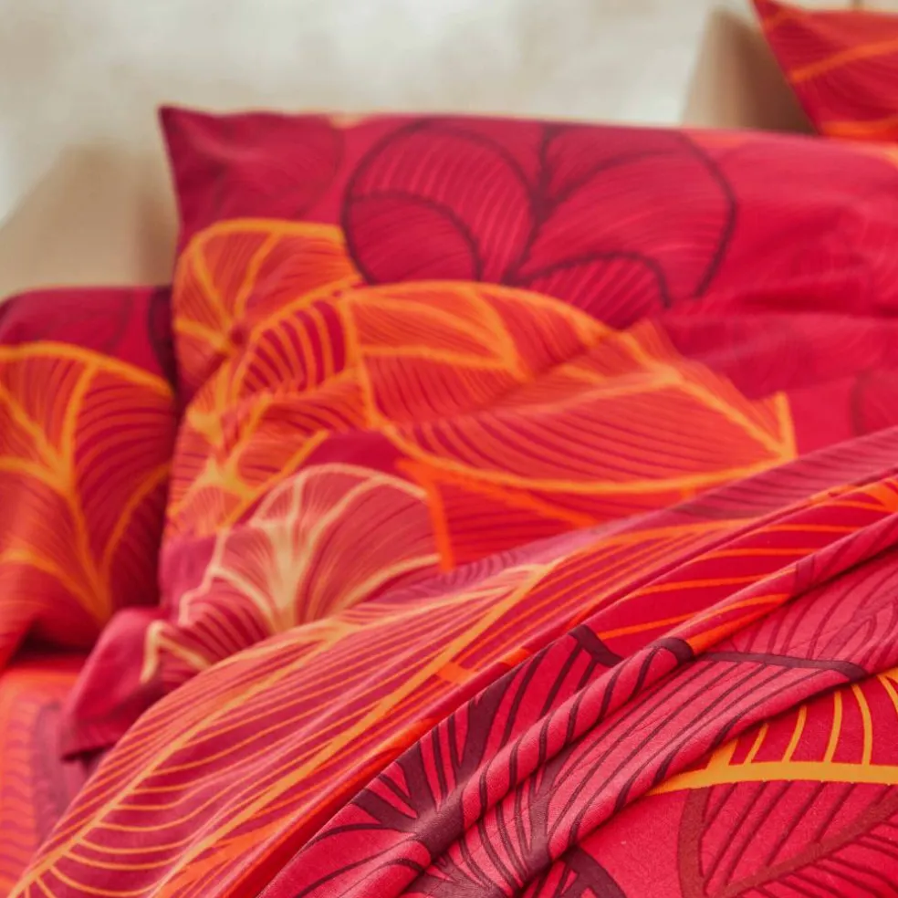 Linge de lit Elsa en polycoton à motifs feuilles
