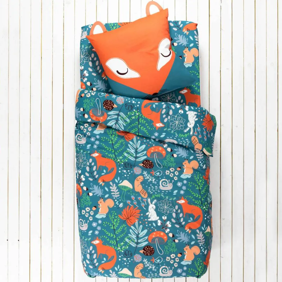 Linge de lit enfant imprimé Champy en coton biologique(**)
