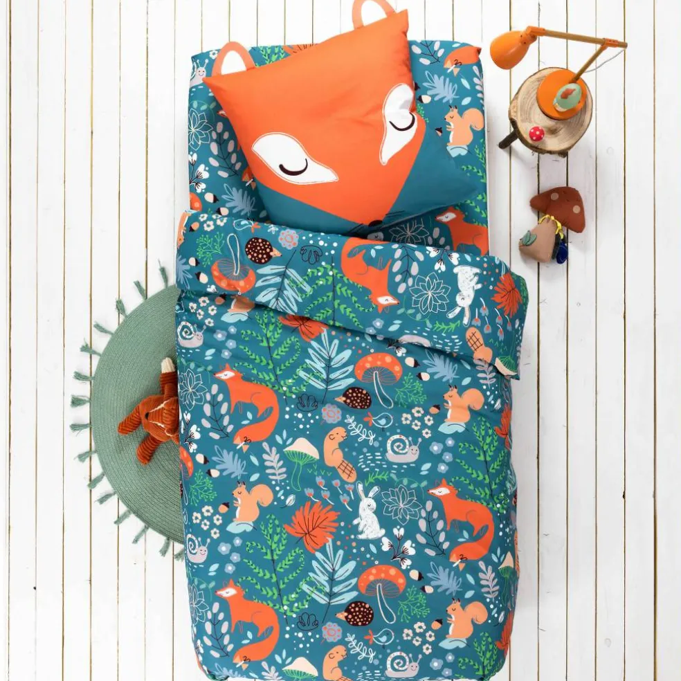 Linge de lit enfant imprimé Champy en coton biologique(**)