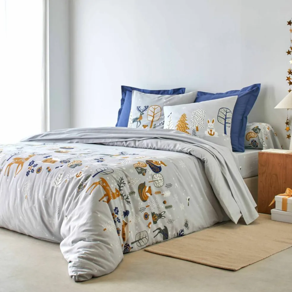 Linge de lit Forêt, en coton imprimé