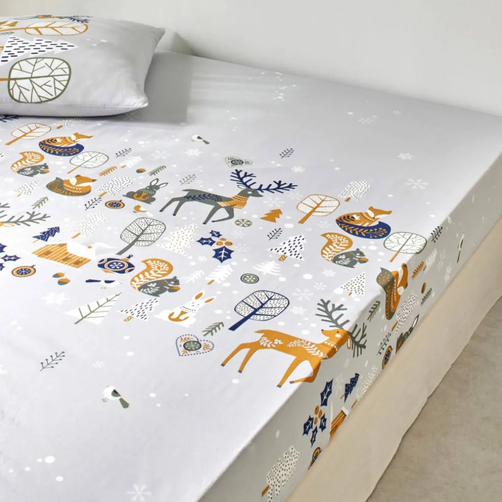 Linge de lit Forêt, en coton imprimé
