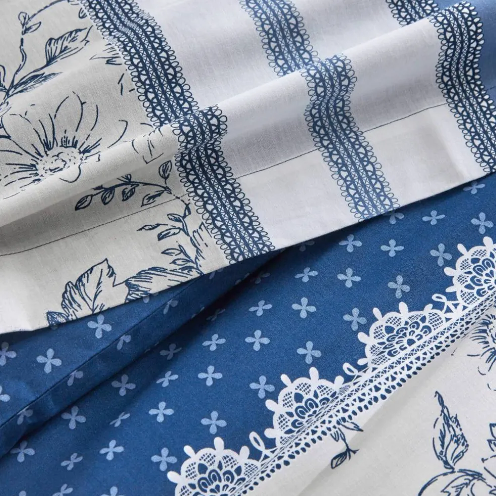 Linge de lit Gabrielle flanelle, imprimé fleurs et dentelle
