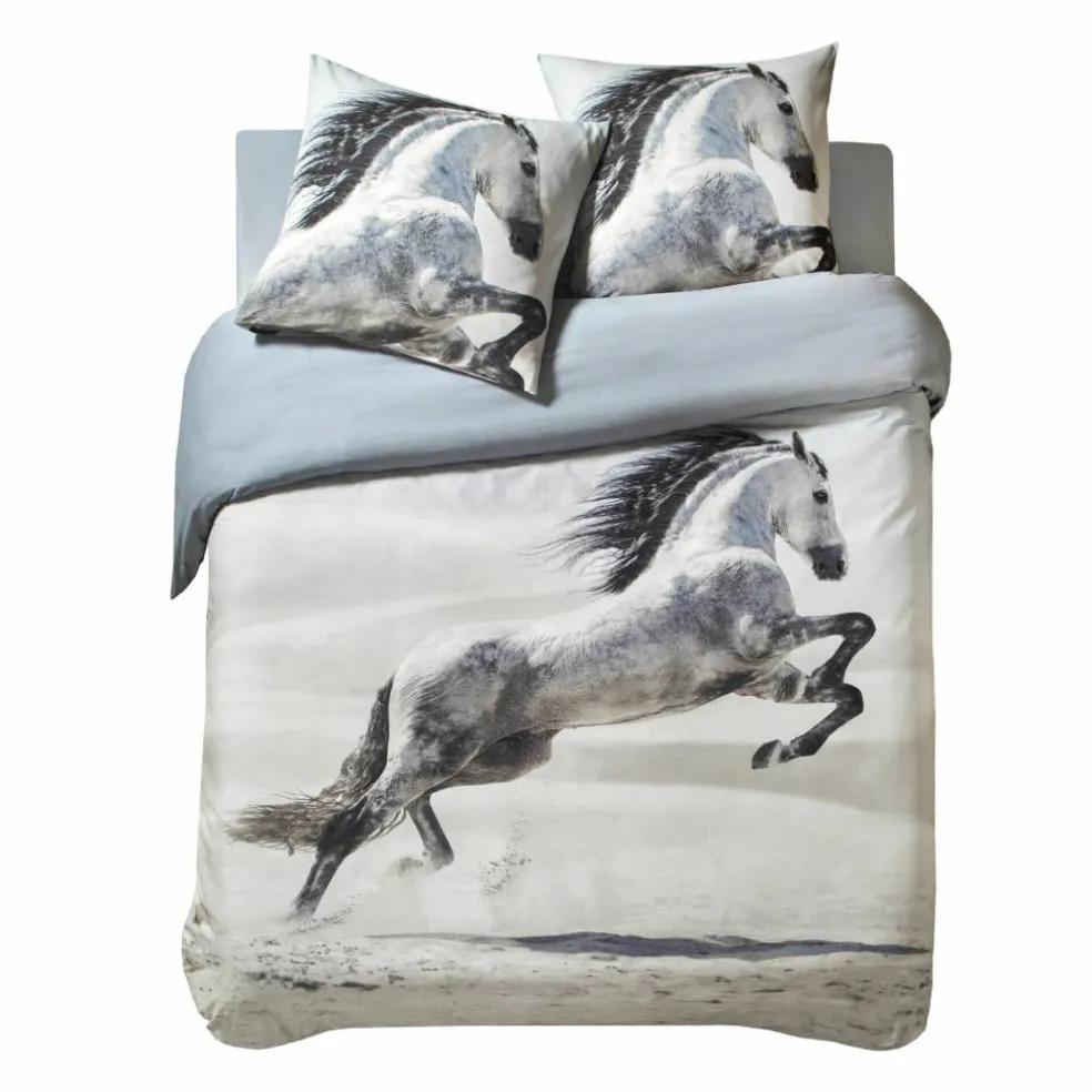 Linge de lit Galop imprimé chevaux, coton