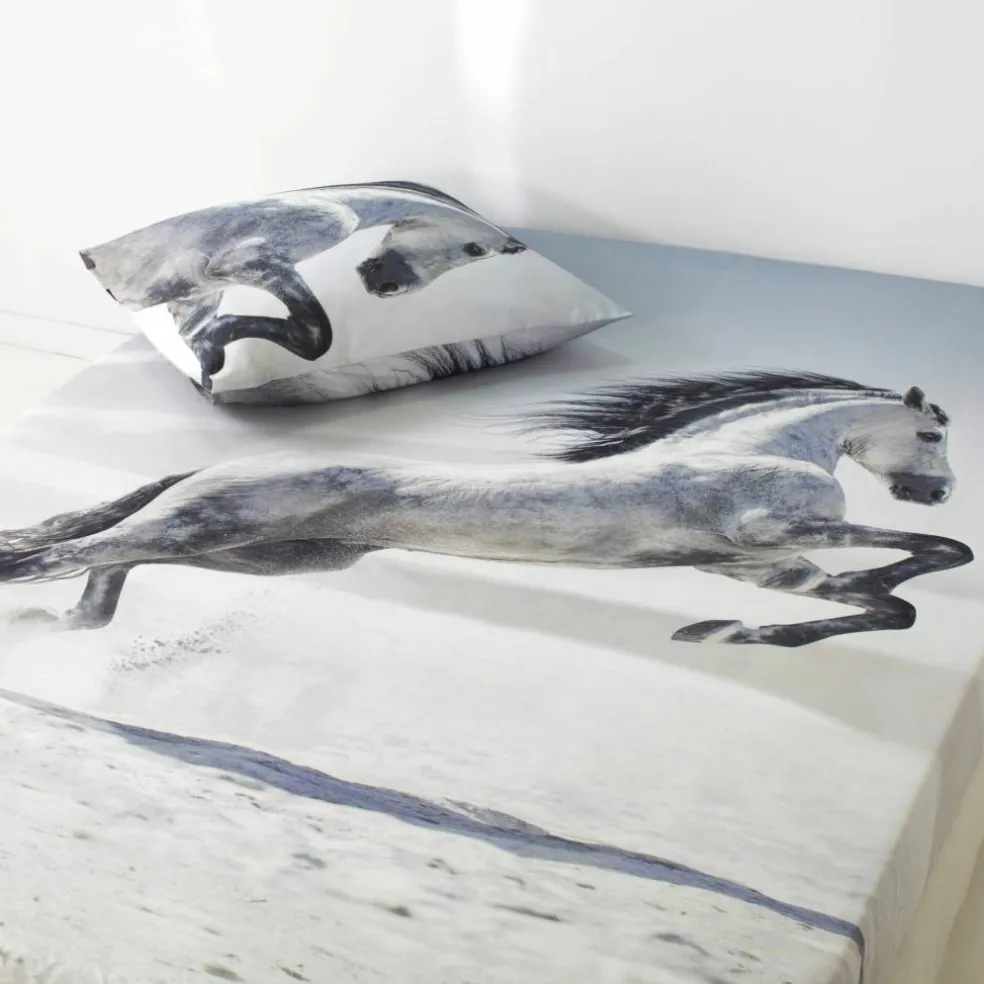 Linge de lit Galop imprimé chevaux, coton