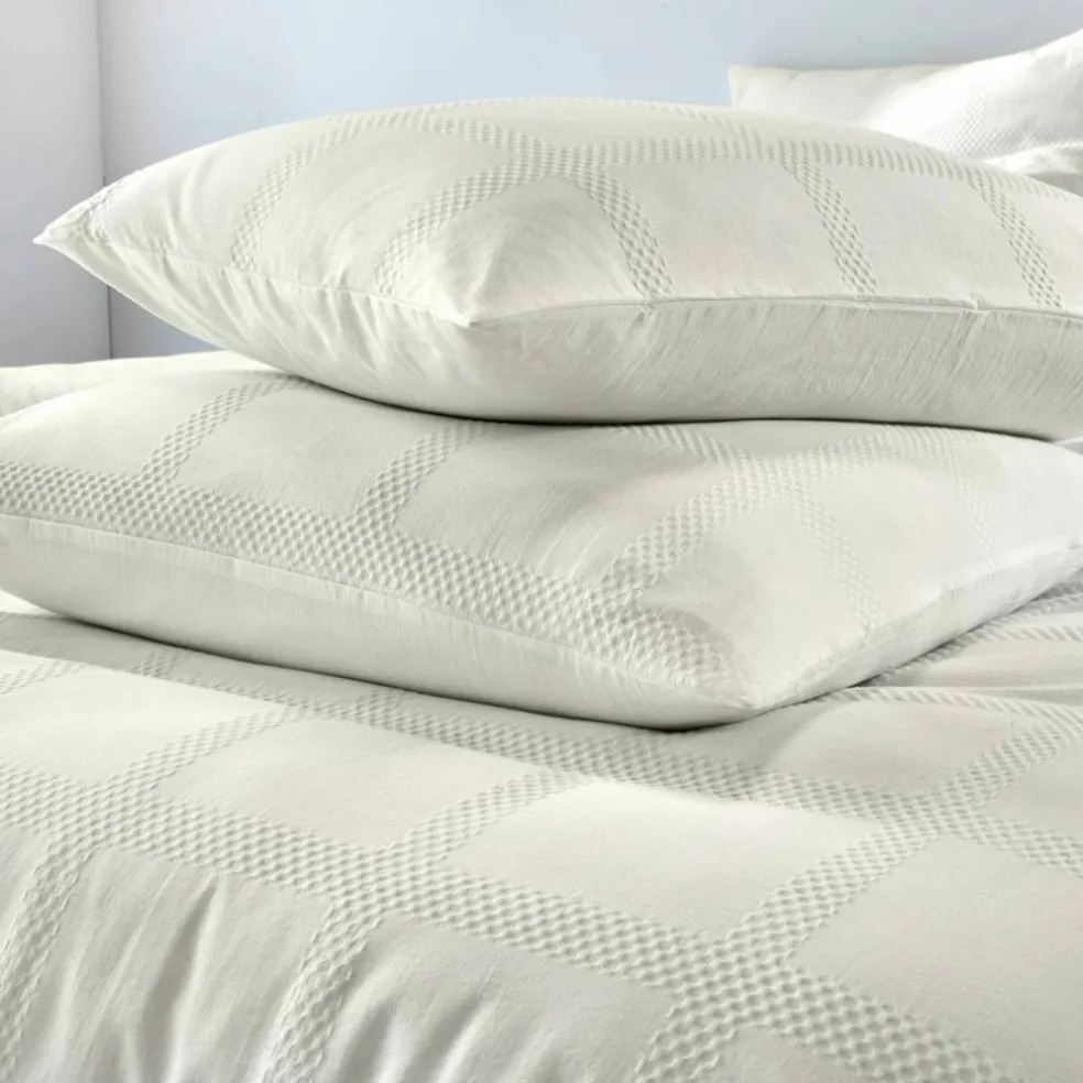 Linge de lit gaufré en coton uni