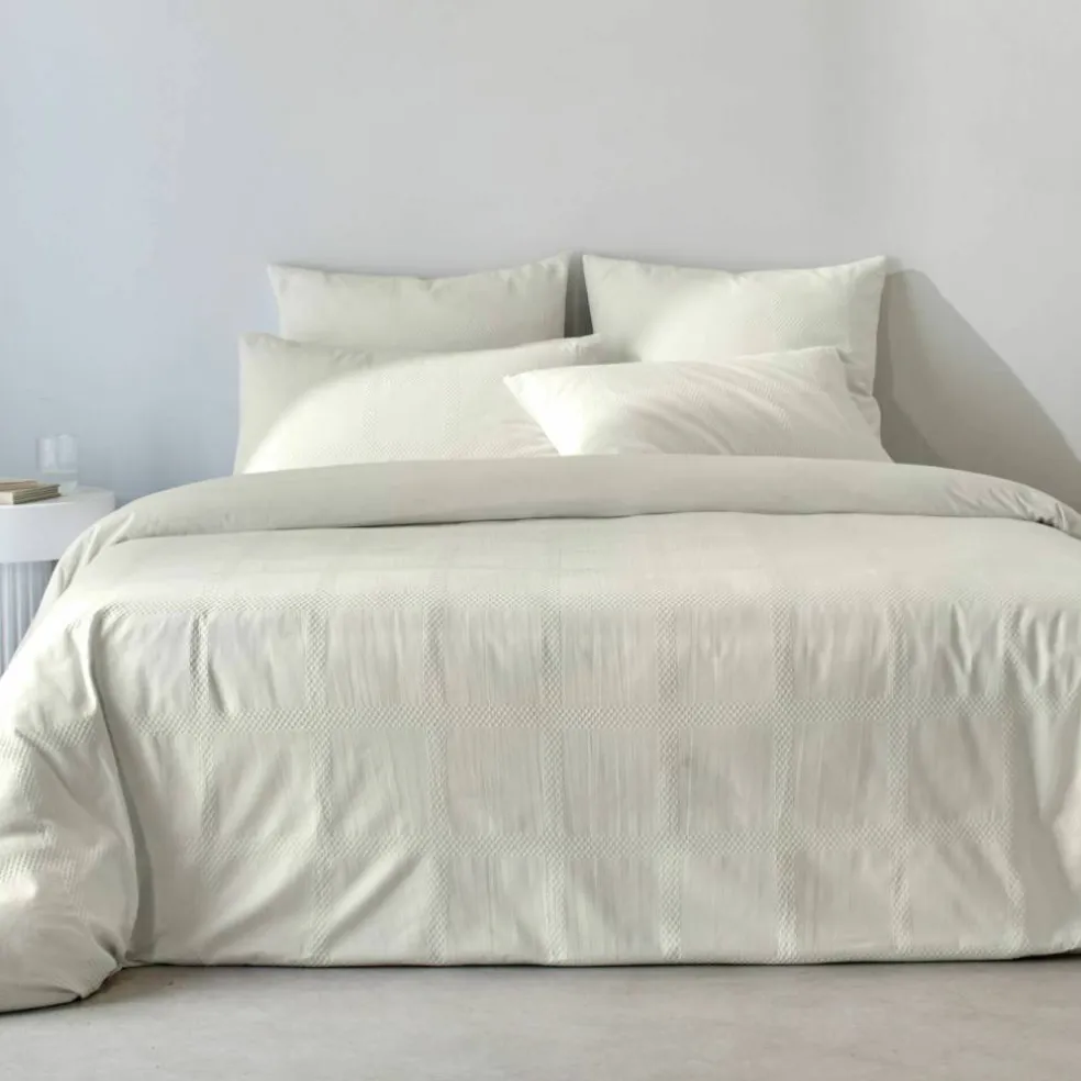 Linge de lit gaufré en coton uni