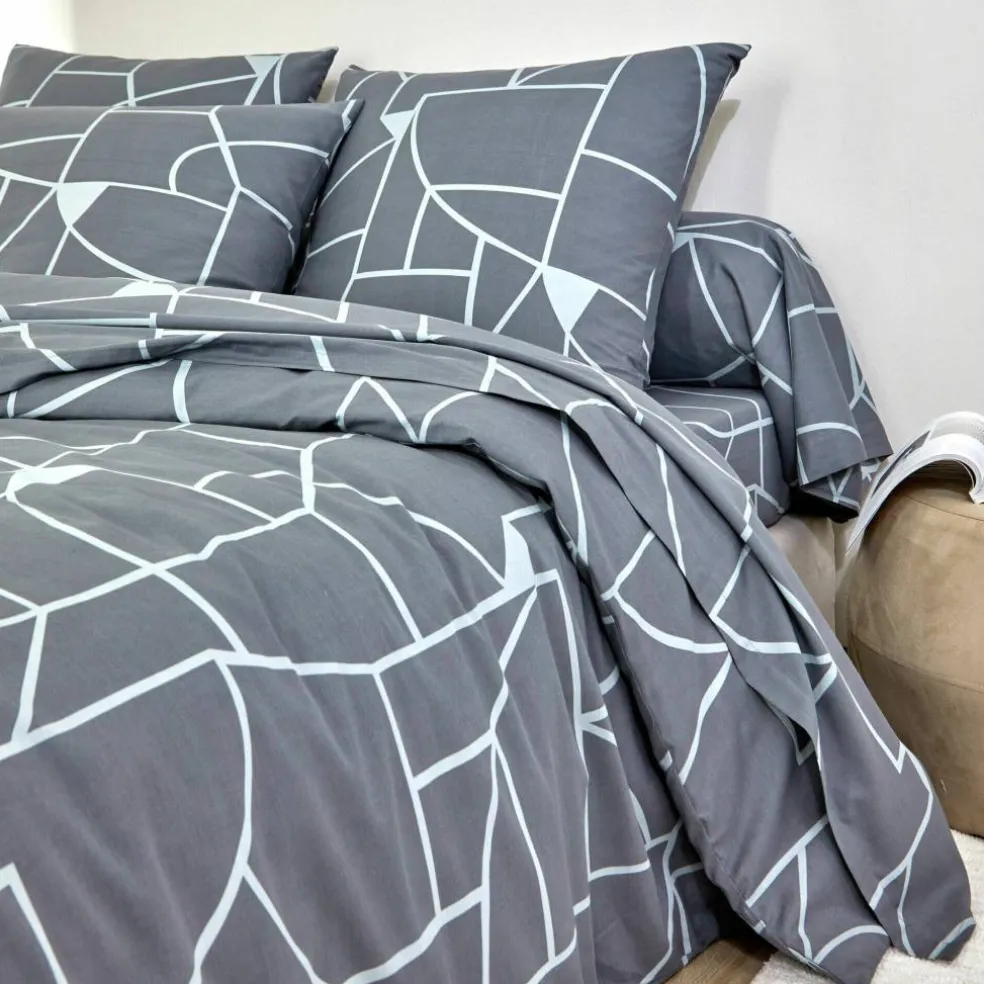 Linge de lit Geoffroy en coton à motifs graphiques