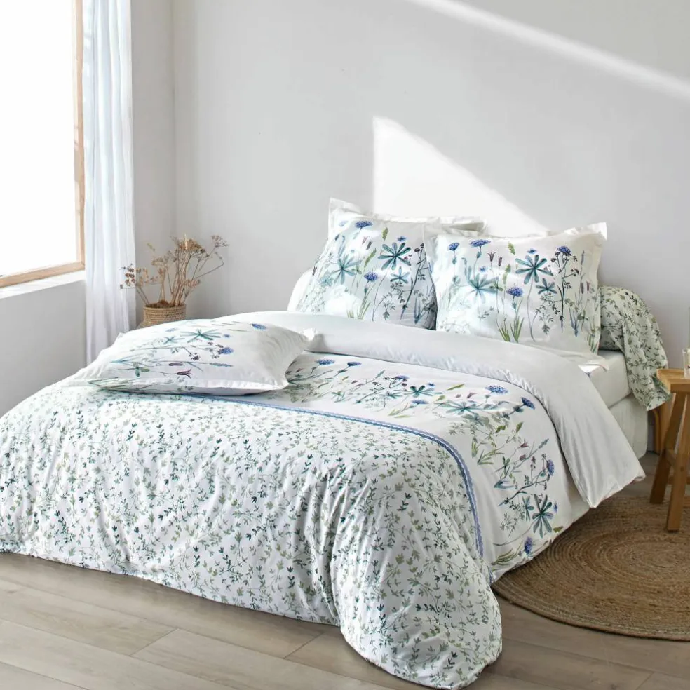 Linge de lit Julie en coton imprimé herbier