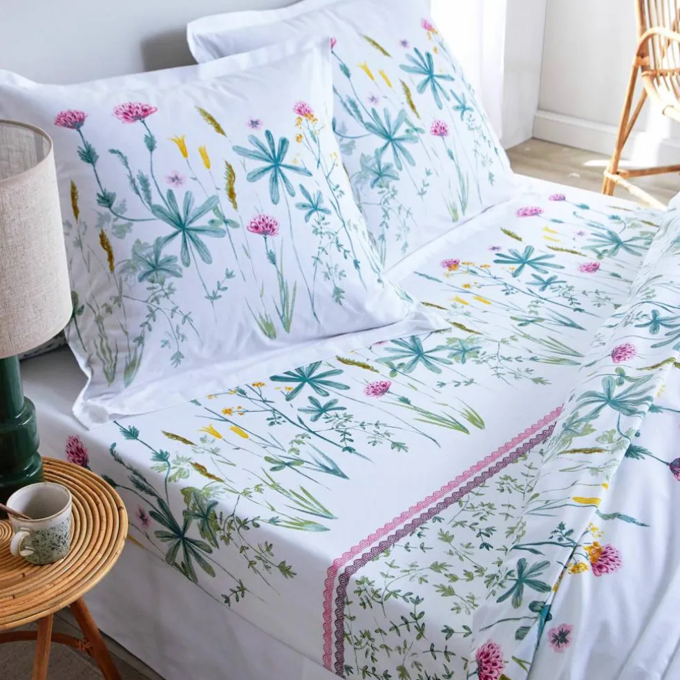 Linge de lit Julie en coton imprimé herbier