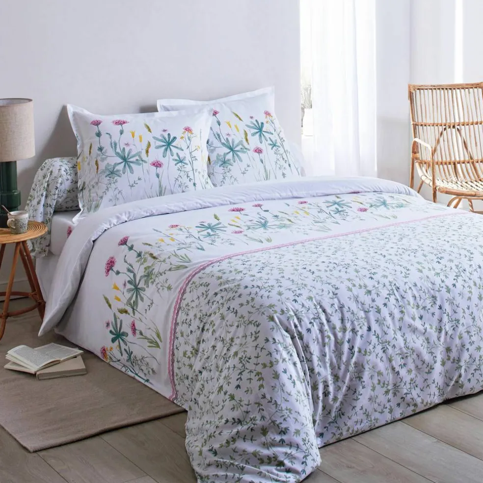 Linge de lit Julie en coton imprimé herbier