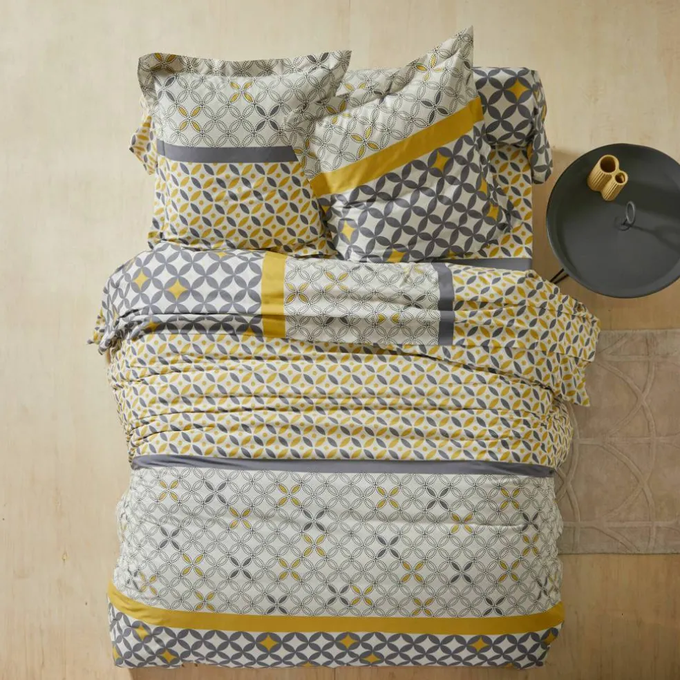 Linge de lit Marlow en coton motifs géométriques