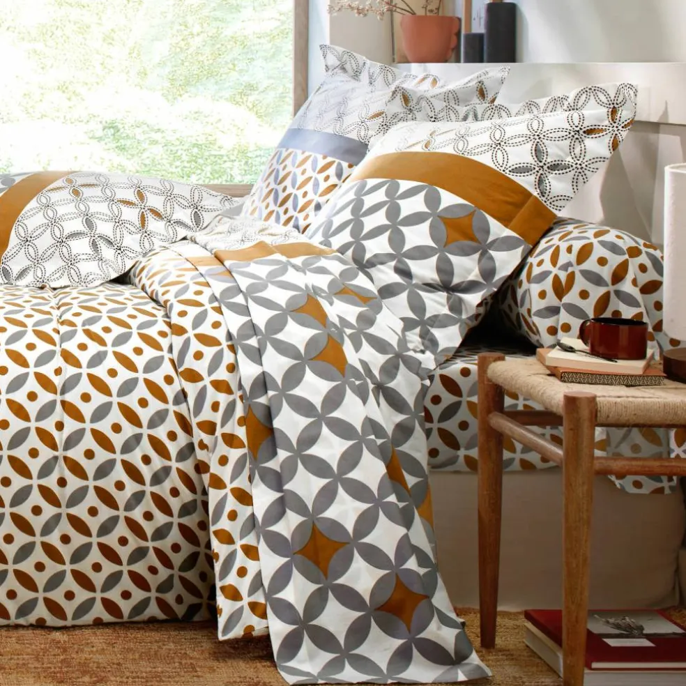 Linge de lit Marlow en coton motifs géométriques