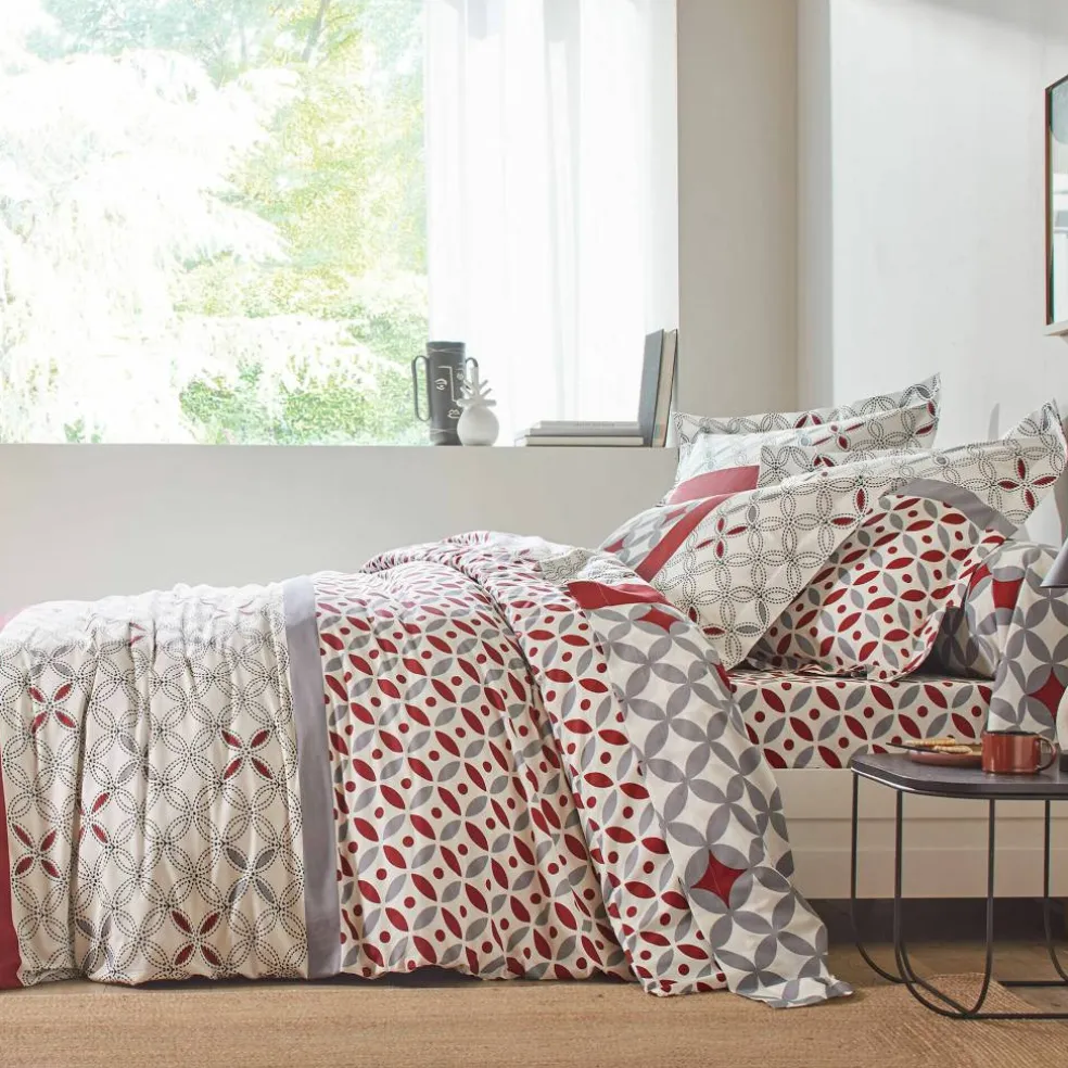 Linge de lit Marlow imprimé géométrique - coton 57 fils/cm²