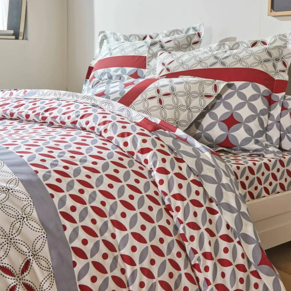 Linge de lit Marlow imprimé géométrique - coton 57 fils/cm²