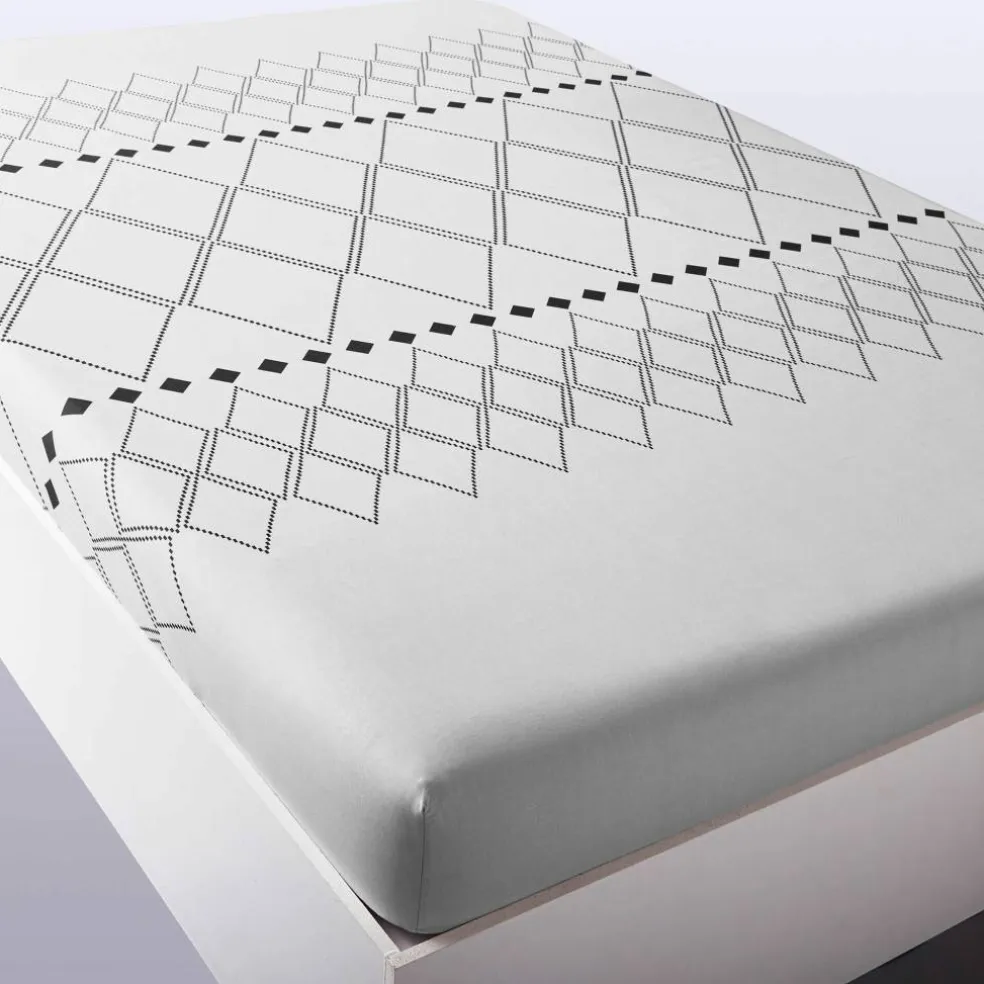 Linge de lit Massaï coton à motifs graphiques et finitions pompons