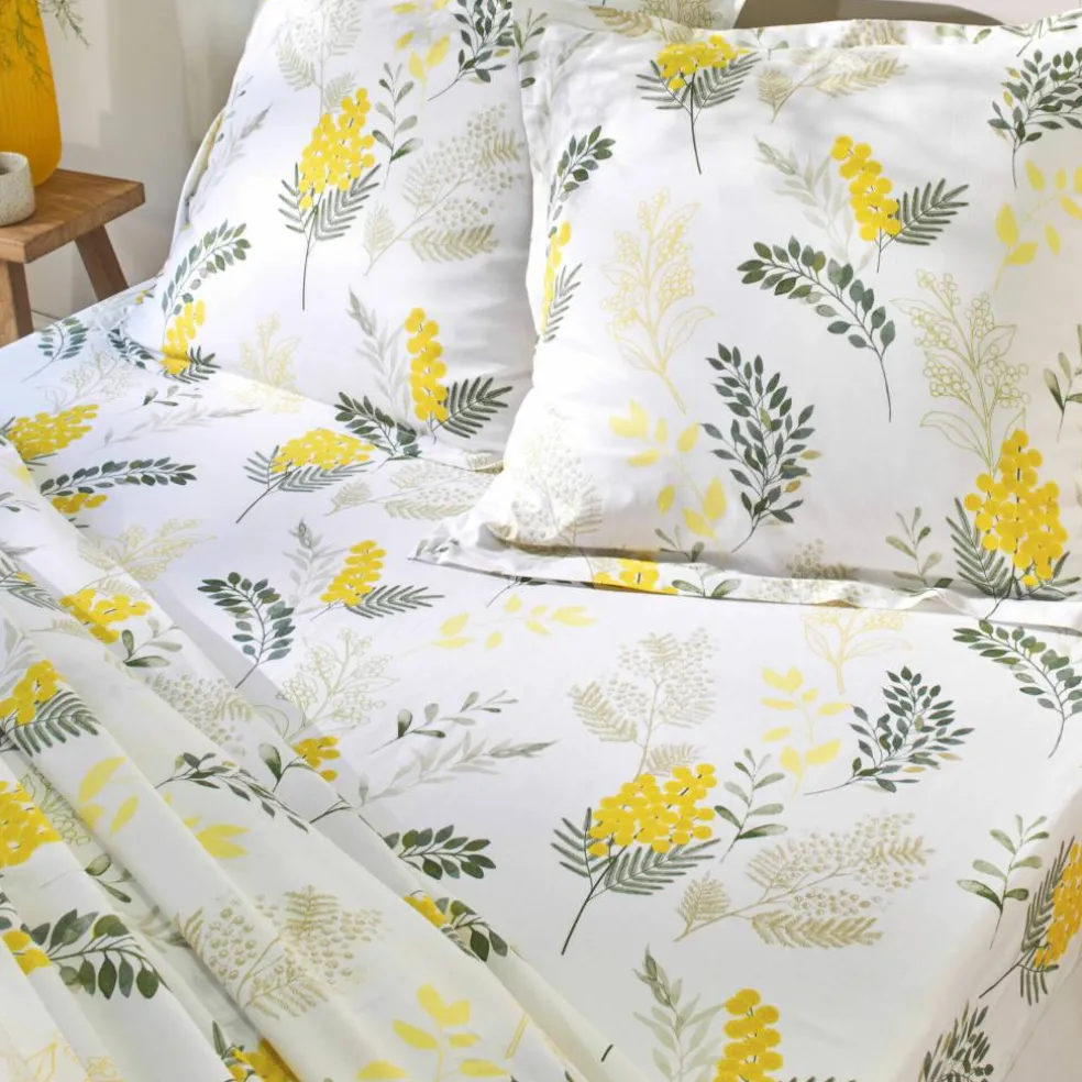 Linge de lit Mimosa en coton imprimé fleurs