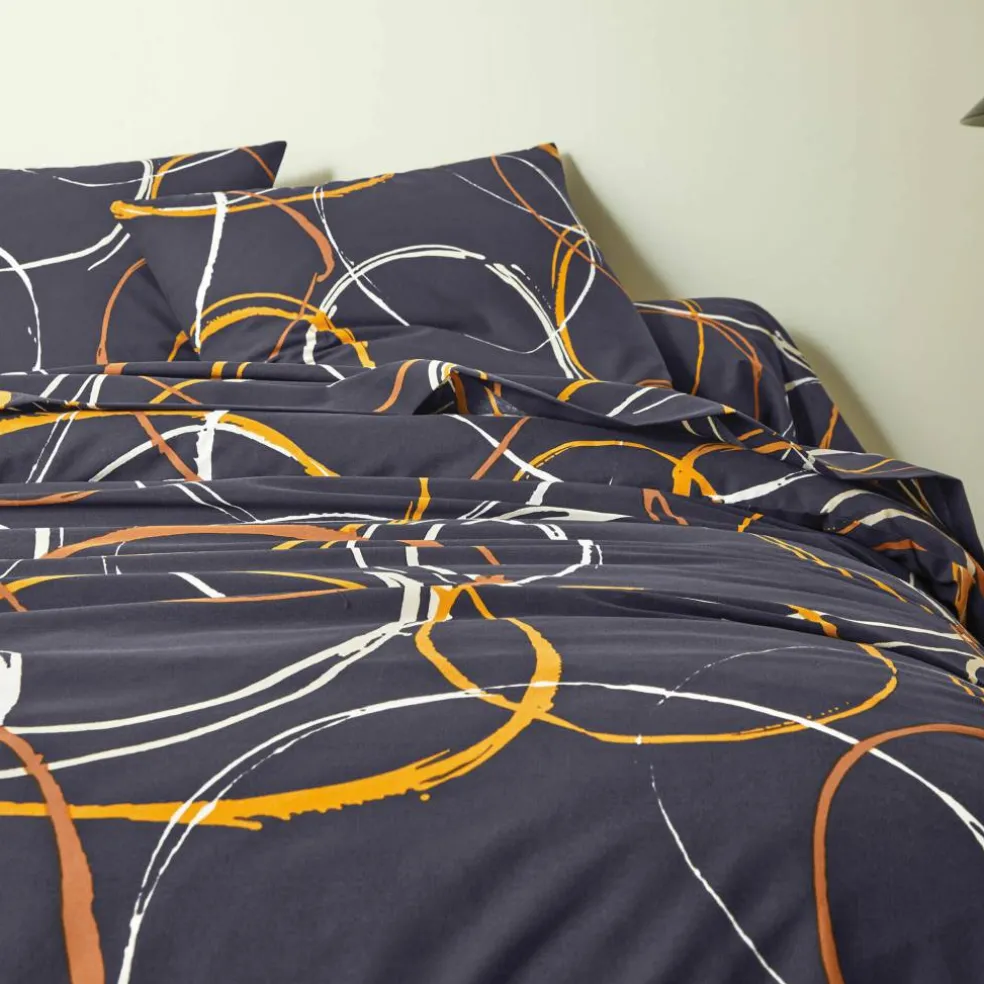 Linge de lit Noémie en polyester-coton imprimé cercles