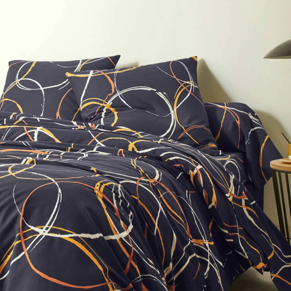 Linge de lit Noémie en polyester-coton imprimé cercles